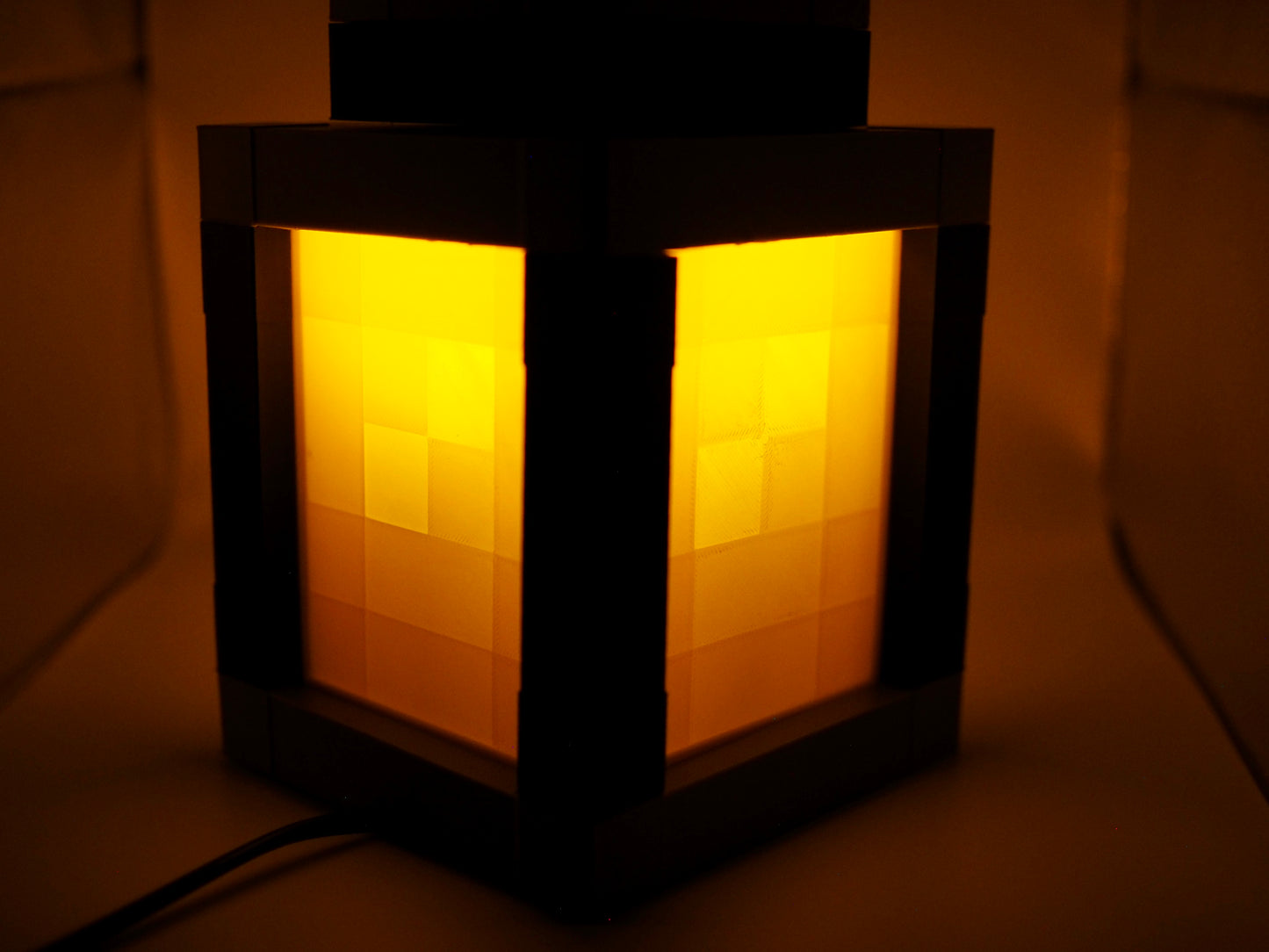 Foggy Layers 3D Printed Minecraft-Inspired Lantern Night Light – Bring a Warm Glow to Your World!